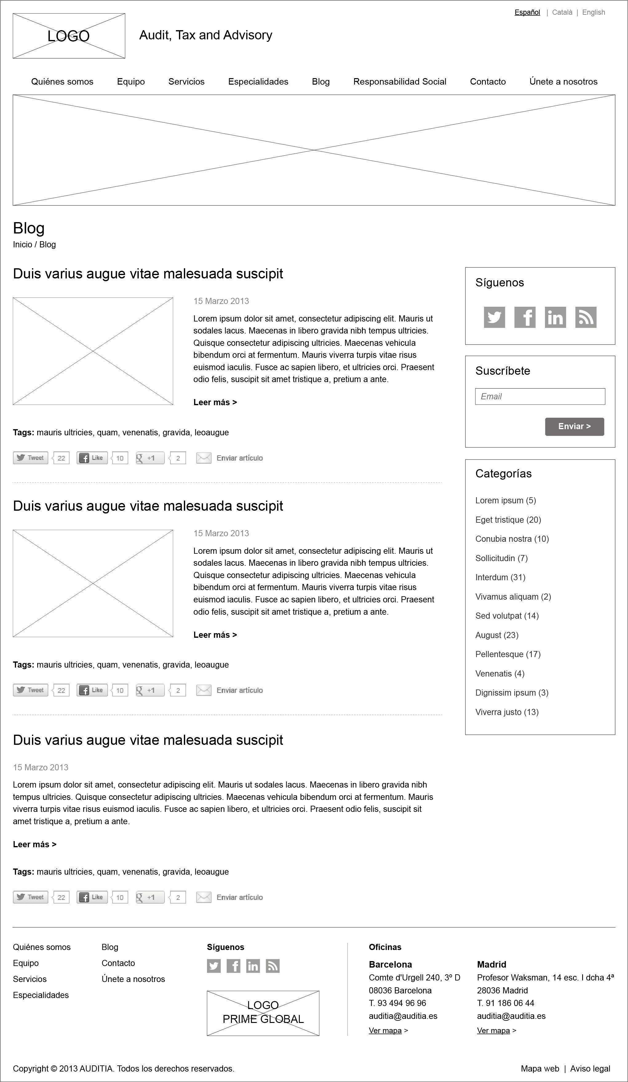 Post/blog Wireframe ¿Cómo diseñar los wireframes de un blog? - Grupo Inmedia